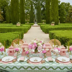 Pink & Green Pagoda Dinner Plate