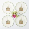 Pink & Green Pagoda Dinner Plates (Set of 4)
