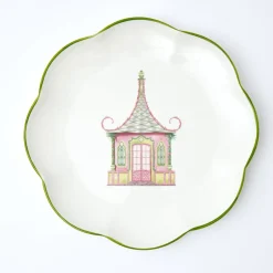 Pink & Green Pagoda Dinner Plates (Set of 4)
