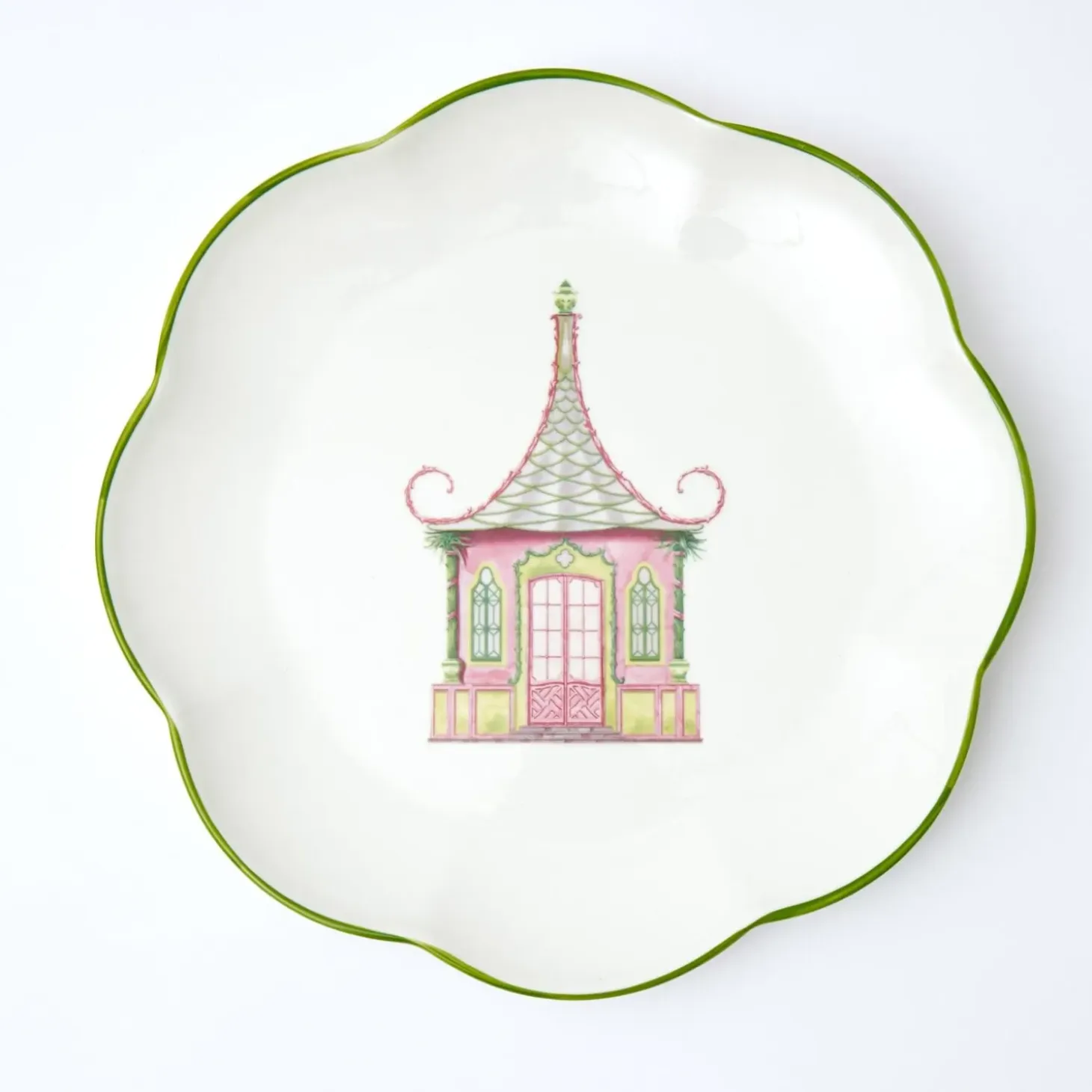 Pink & Green Pagoda Dinner Plates (Set of 4)