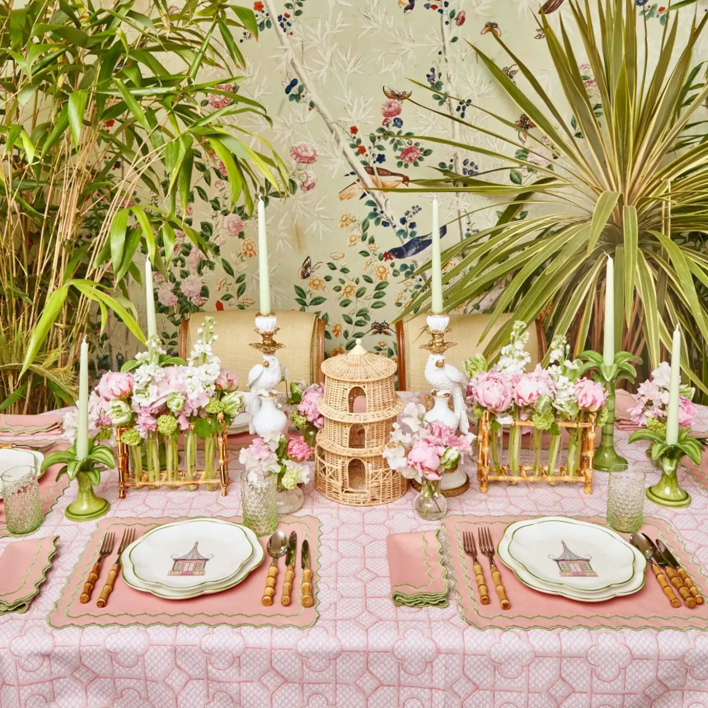 Pink & Green Pagoda Starter Plate