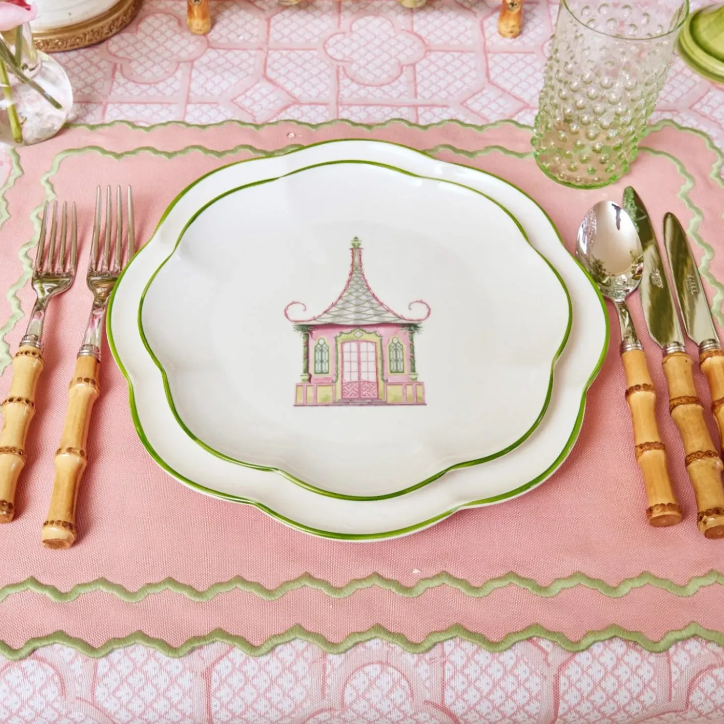 Pink & Green Pagoda Starter Plate