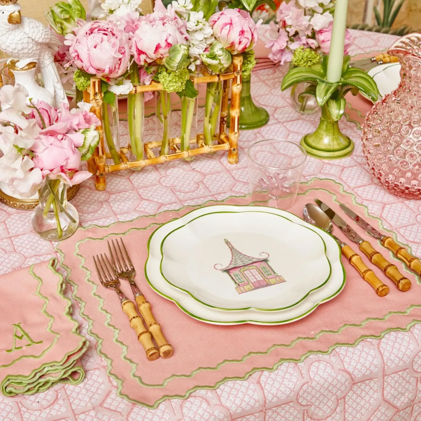 Pink & Green Pagoda Starter Plate