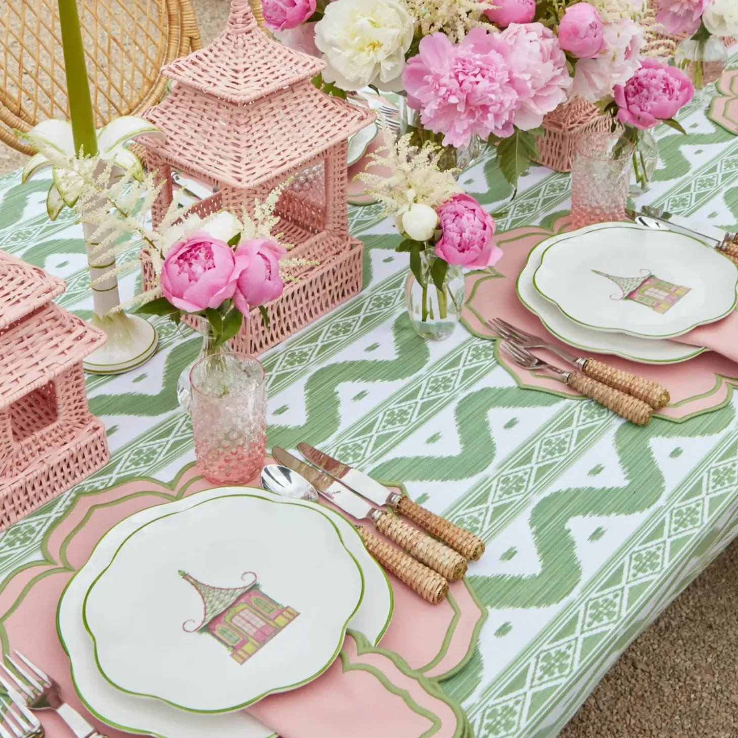 Pink & Green Pagoda Starter Plate