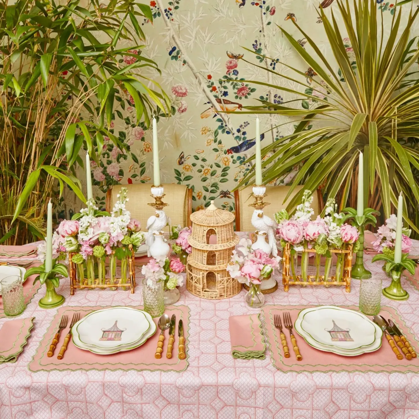 Pink & Green Pagoda Starter Plate