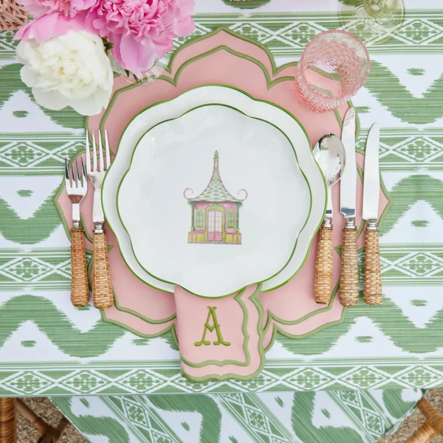 Pink & Green Pagoda Starter Plate