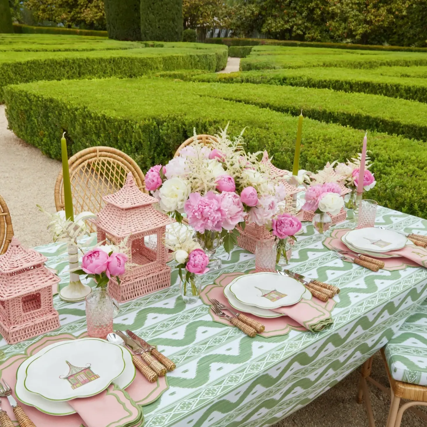 Pink & Green Pagoda Starter Plate