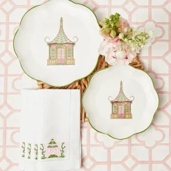 Pink & Green Pagoda Starter Plate (Set of 4)