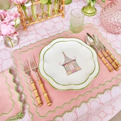 Pink & Green Pagoda Starter Plate (Set of 4)