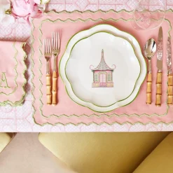 Pink & Green Pagoda Starter Plate (Set of 4)
