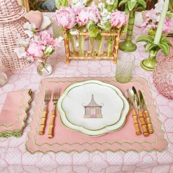 Pink & Green Pagoda Starter Plate (Set of 4)