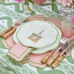 Pink & Green Pagoda Starter Plate (Set of 4)