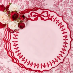 Pink & Red Bow Laurel Placemats (Set of 4)