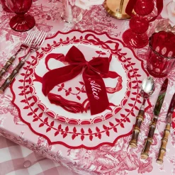 Pink & Red Bow Laurel Placemats (Set of 4)
