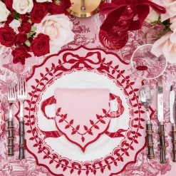 Pink & Red Bow Laurel Placemats & Napkins (Set of 4)