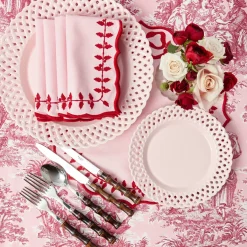 Pink & Red Bow Laurel Placemats & Napkins (Set of 4)