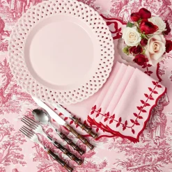 Pink & Red Laurel Napkins (Set of 4)