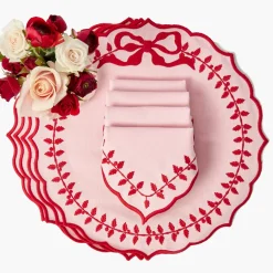 Pink & Red Laurel Napkins (Set of 4)