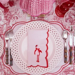 Pink Basketweave Dinner & Starter Plates (Set of 8)