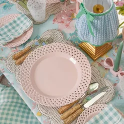Pink Basketweave Dinner Plate