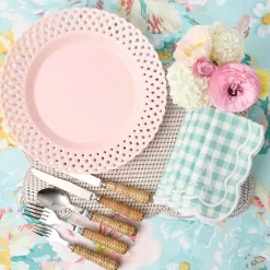 Pink Basketweave Dinner Plate