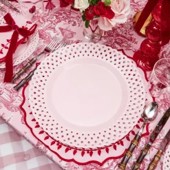 Pink Basketweave Dinner Plate (Set of 4)