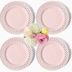 Pink Basketweave Starter Plate (Set of 4)