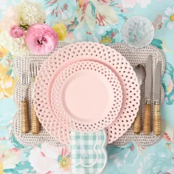 Pink Basketweave Starter Plate (Set of 4)