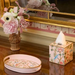 Pink Chinoiserie Tole Tissue Box