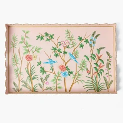 Pink Chinoiserie Tole Tray