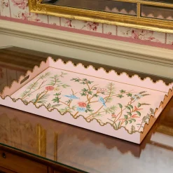 Pink Chinoiserie Tole Tray
