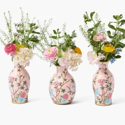 Pink Chinoiserie Tole Vases (Set of 3)