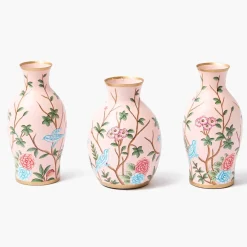Pink Chinoiserie Tole Vases (Set of 3)