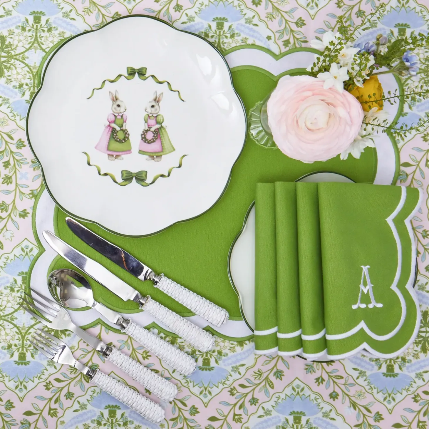 Pink Cottontail Bunny Dinner Plate