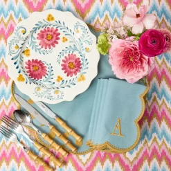 Pink Flowers Dinner & Starter Plates (Set of 8)