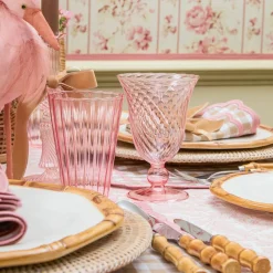 Pink Fluted Glassware (Set of 8)