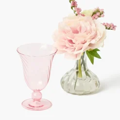 Pink Fluted Glassware (Set of 8)