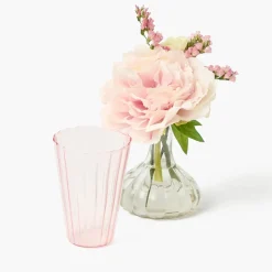 Pink Fluted Glassware (Set of 8)