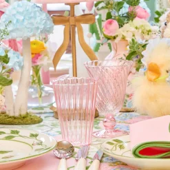 Pink Fluted Water Glasses (Set of 4)