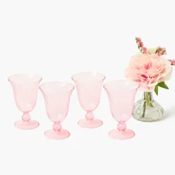 Pink Fluted Wine Glasses (Set of 4)