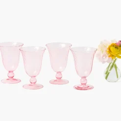Pink Fluted Wine Glasses (Set of 4)