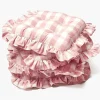 Pink Gingham Ruffle Seat Pad Cushion (Set of 4)