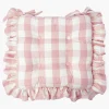 Pink Gingham Ruffle Seat Pad Cushion