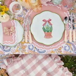 Pink Gingham Ruffle Seat Pad Cushion