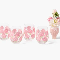 Pink Hydrangea Glasses (Set of 4)
