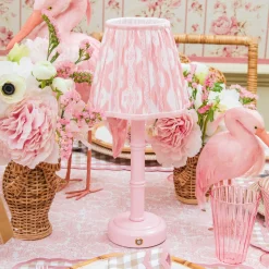 Pink Leonora Lacquer Rechargeable Lamp with Pink Ikat Shade (18cm)