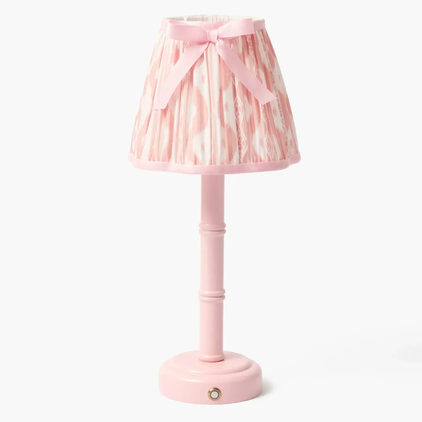 Pink Leonora Lacquer Rechargeable Lamp with Pink Ikat Bow Shade (18cm)