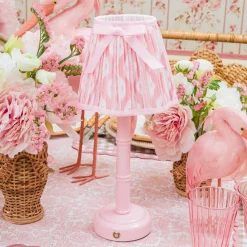 Pink Leonora Lacquer Rechargeable Lamp with Pink Ikat Bow Shade (18cm)
