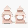 Pink Mini Chinoiserie Pagoda Lanterns (Pair)
