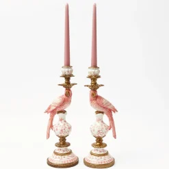 Pink Parrot Candle Holder (Pair)